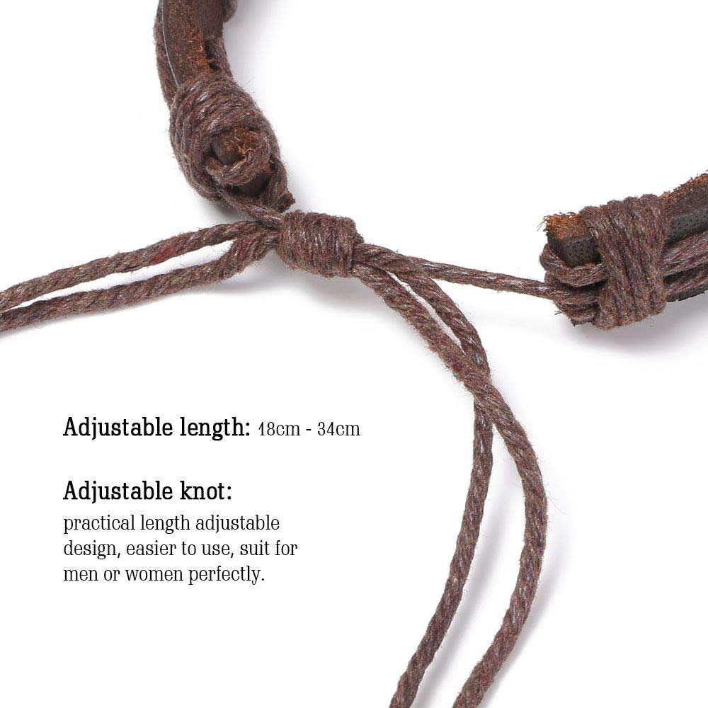 flintronic Bracciale Uomo Pelle, 6 Pezzi Bracciale Corda Uomo Donna, Bracciale Intrecciato in Pelle, Bracciale per Uomo Donna, Idea Regalo per Fidanzato, Amici, Marito,18-34CM