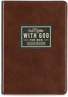 One Minute with God for Men 365 Devotions Faux Leather Flexcover (1) | 365-Day Daily Prayer Brown Notebook, Imitation Leather Bible Prayer Notebook