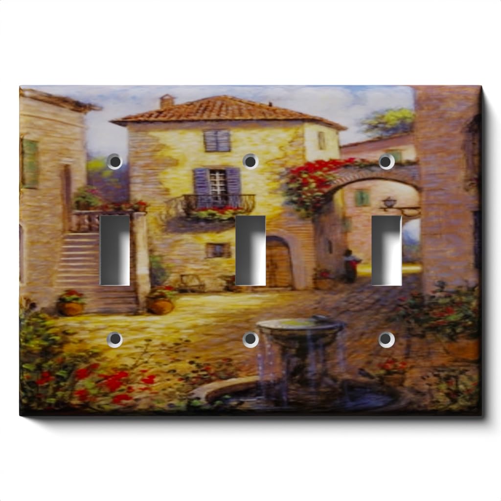 SnazzySwitch Italy Square Decorative Light Switch Cover - Triple Toggle Wall Plate