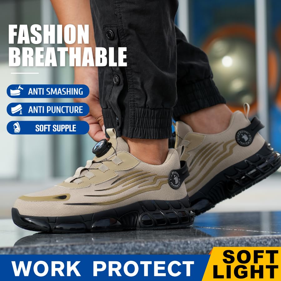 Image of Steel Toe Shoes for Men Women Safety Work Shoes Air Cushion Construction Industrial Shoes Safety Shoes Lightweight Steel Toe Sneakers for Men