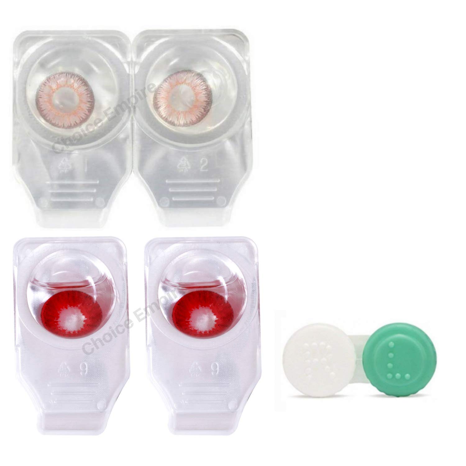 Choice Empire Monthly Colored Contact Lenses Zero Power for Eye Combo Pack of 2 with 1 Lens Case Pink-Red-image-16