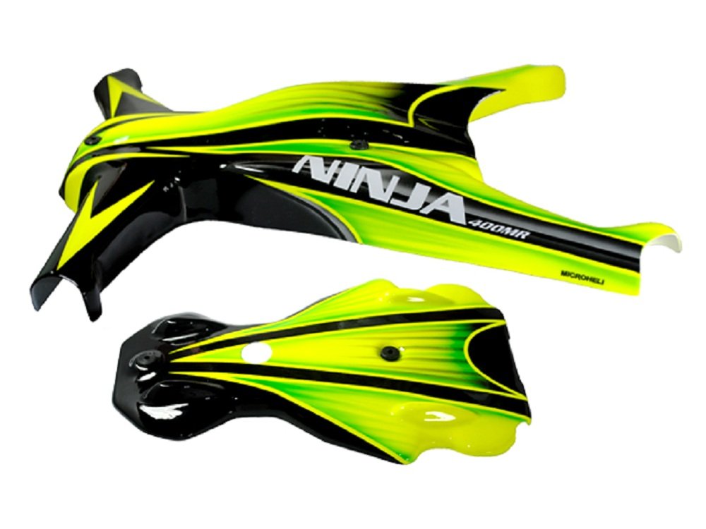 MICROHELI Airbrush Fiberglass Green Racing Canopy - Ninja 400MR