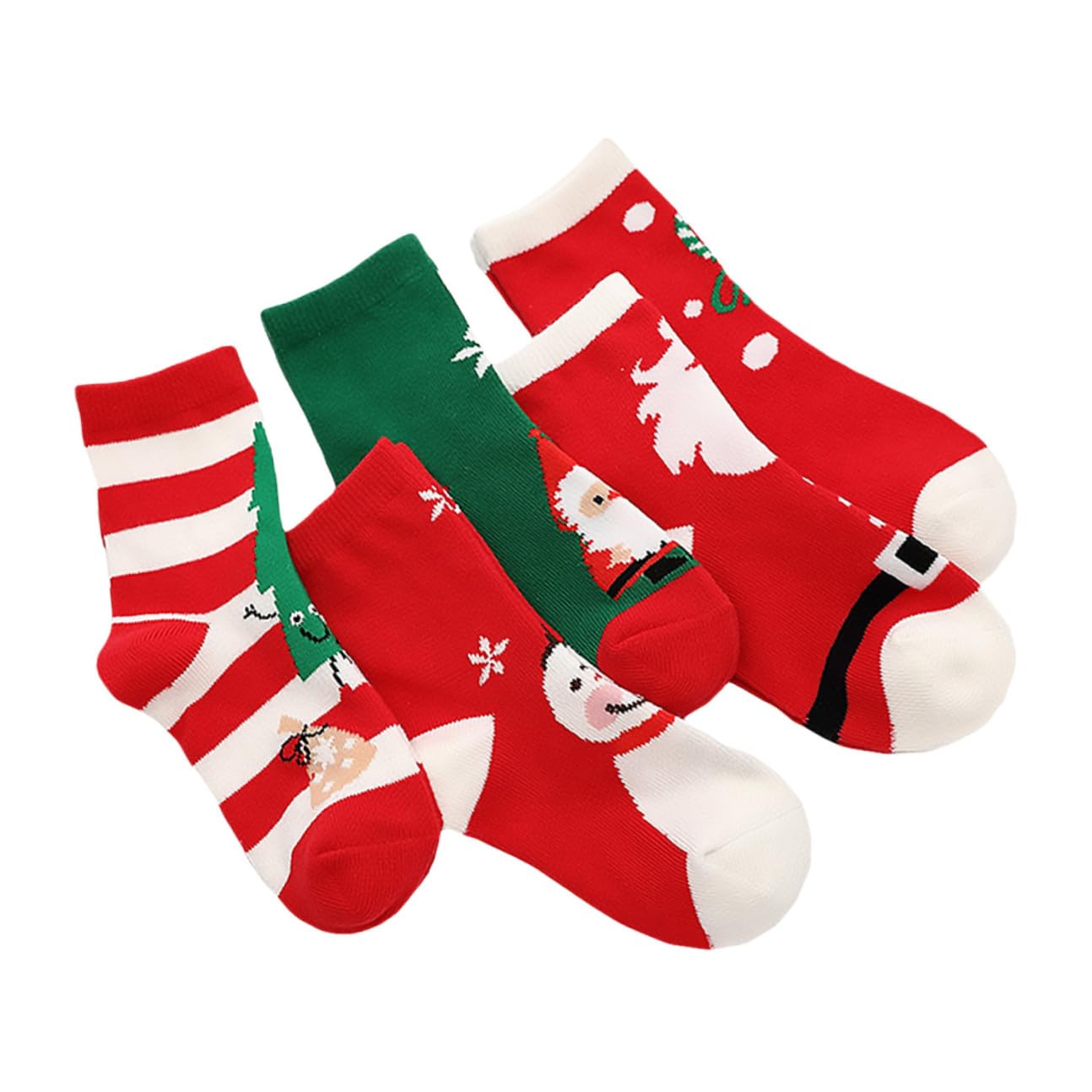 SHERCHPRY 5 Paia Calze di Natale Calde Calze Medie Cotone Cartoni Animati Ragazza Ragazza Unisex