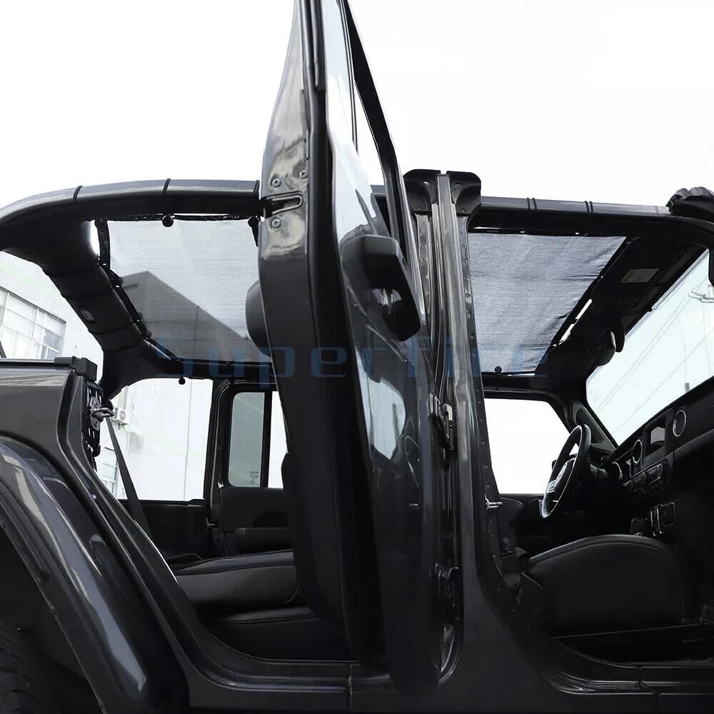 Copertura superiore del parasole del tetto in rete compatibile con Jeep Wrangler JL JLU 2018-2023 a 4 porte, protezione UV e riduzione del calore,Five pointed star