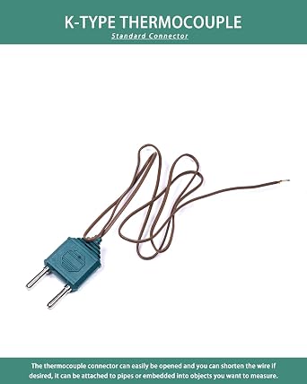 K Type Thermocouple Probe Wire High Accuracy K Type Standard Connector Thermocouple Temperature Probe Sensor, 1 Meter Long Measure Range -40C~260C (-40F~500F)