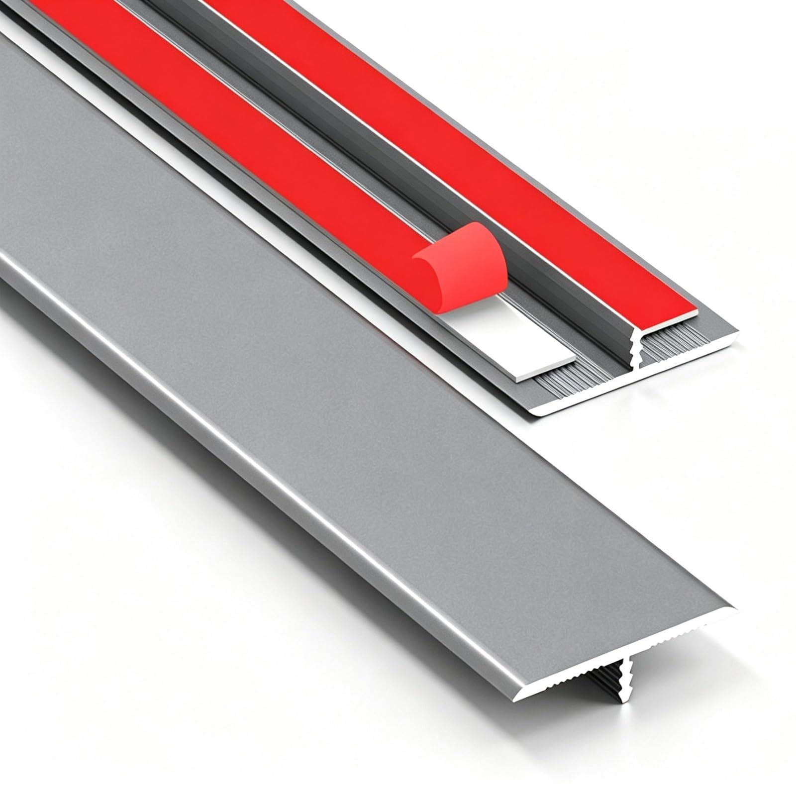 Profilo T in Alluminio, Striscia di Transizione per Pavimento | 80/90/100/140cm Profilo di Adesivo antiscivolo Coprisoglia, per Piastrelle(Gray,3.3cmx115cm)