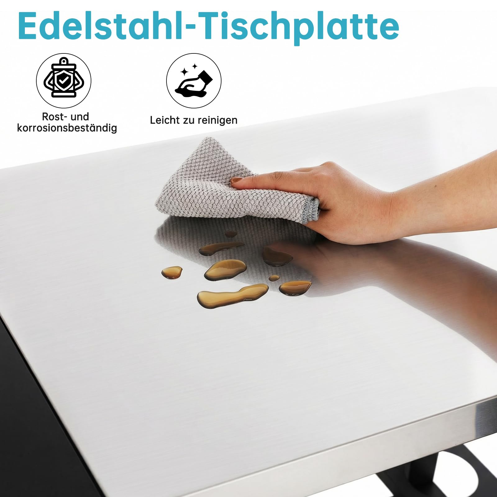 LIFERUN Desserte Barbecue Extérieur avec Table d'appoint Pliable, Chariot Plancha 2 Niveaux avec Dessus de Table en Acier INOX, Chariot de BBQ Pizza 4 Roues, pour Cuisine, Jardin et Fêtes, 116x48 cm