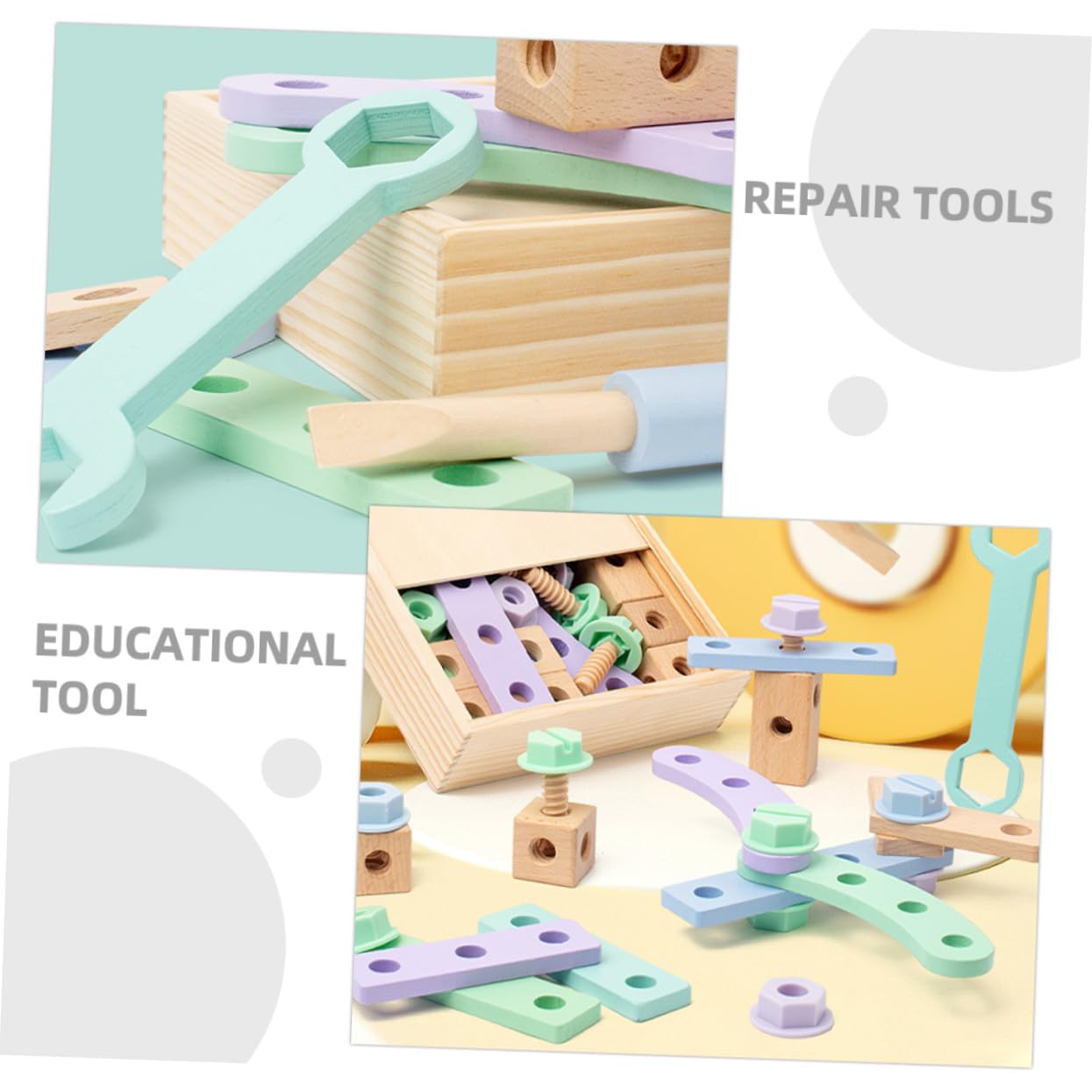FRCOLOR Set di Utensili Giocattolo in Legno Strumenti Educativi Interattivi per Ragazzo Ragazza Sviluppare Creatività e Apprendimento alla Festa Scuola Decor