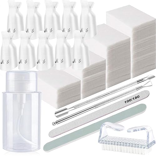 Miniatura 6 de Kit de herramientas para quitar esmalte de uñas, clip de tapa de remojo, botella dispensadora de 6.8 fl oz, empujador de cutículas de esmalte de gel