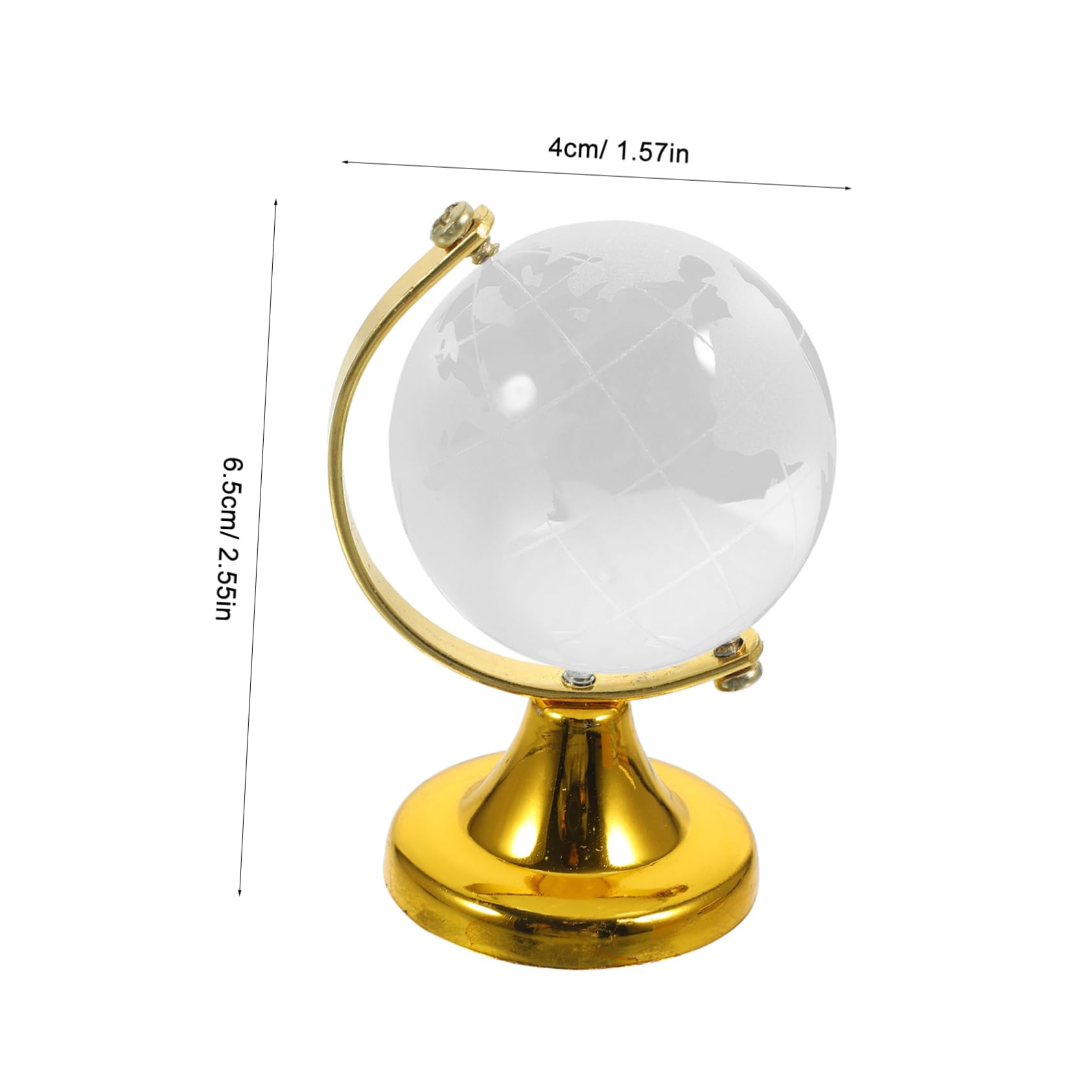 PLAFOPE Crystal Globe Decoration with Golden Stand Transparent World Map Globe for Desk Office Home Decor Educational present Elegant Handicraft