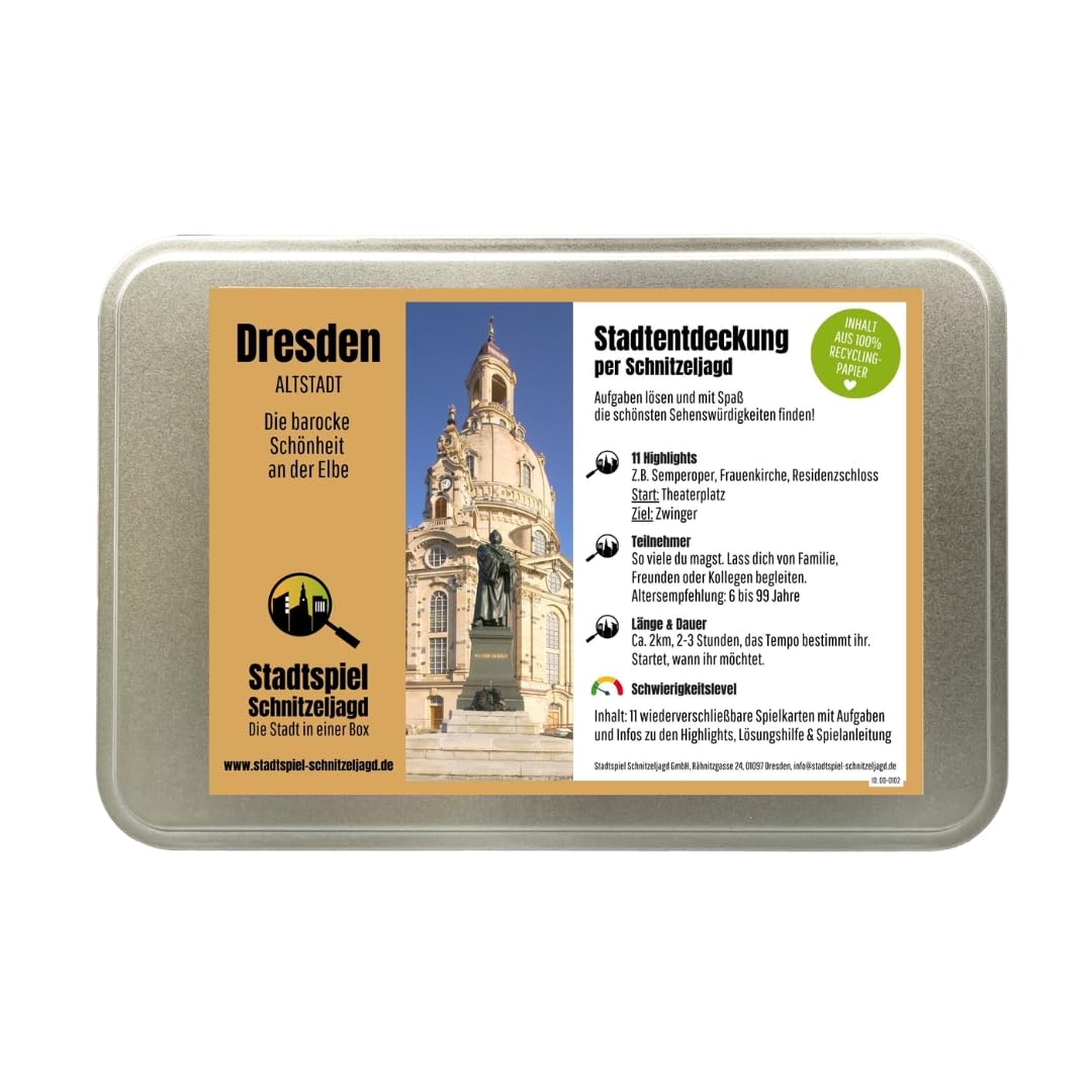 Stadtspiel Schnitzeljagd Dresden Altstadt - Entdeckertour | Stadtrallye durch die Dresdner Altstadt – Erlebnisgeschenk für Touristen & Einheimische, Teamevents