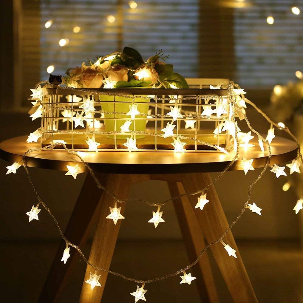 Star String Lights, 16ft/5m 50 LED Plug in String Lights Warm White Fairy Lights for Christmas/Wedding/Party Indoor and Outdoor Decoration