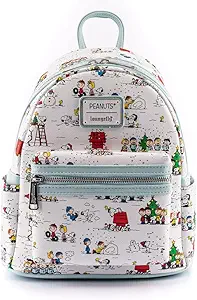 Peanuts Happy Holidays All Over Print Womens Double Strap Shoulder Bag Purse