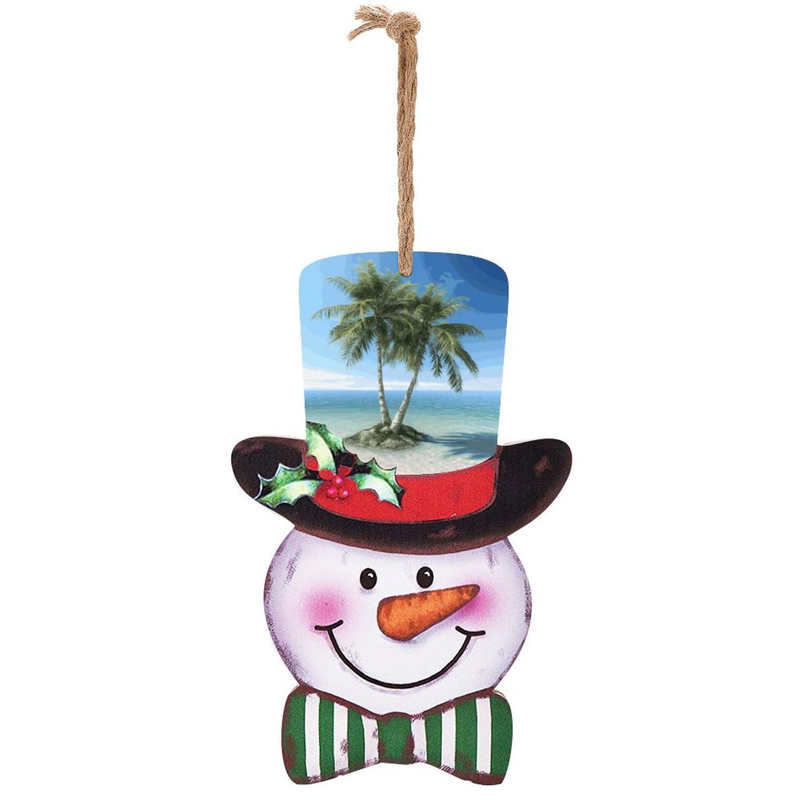 Sea Palm Trees Snowman Decor Christmas Snowmans Hanging Decors Wooden Exquisite Holiday Decoration Sign for Home Window Wall Farmhouse Indoor Outdoo