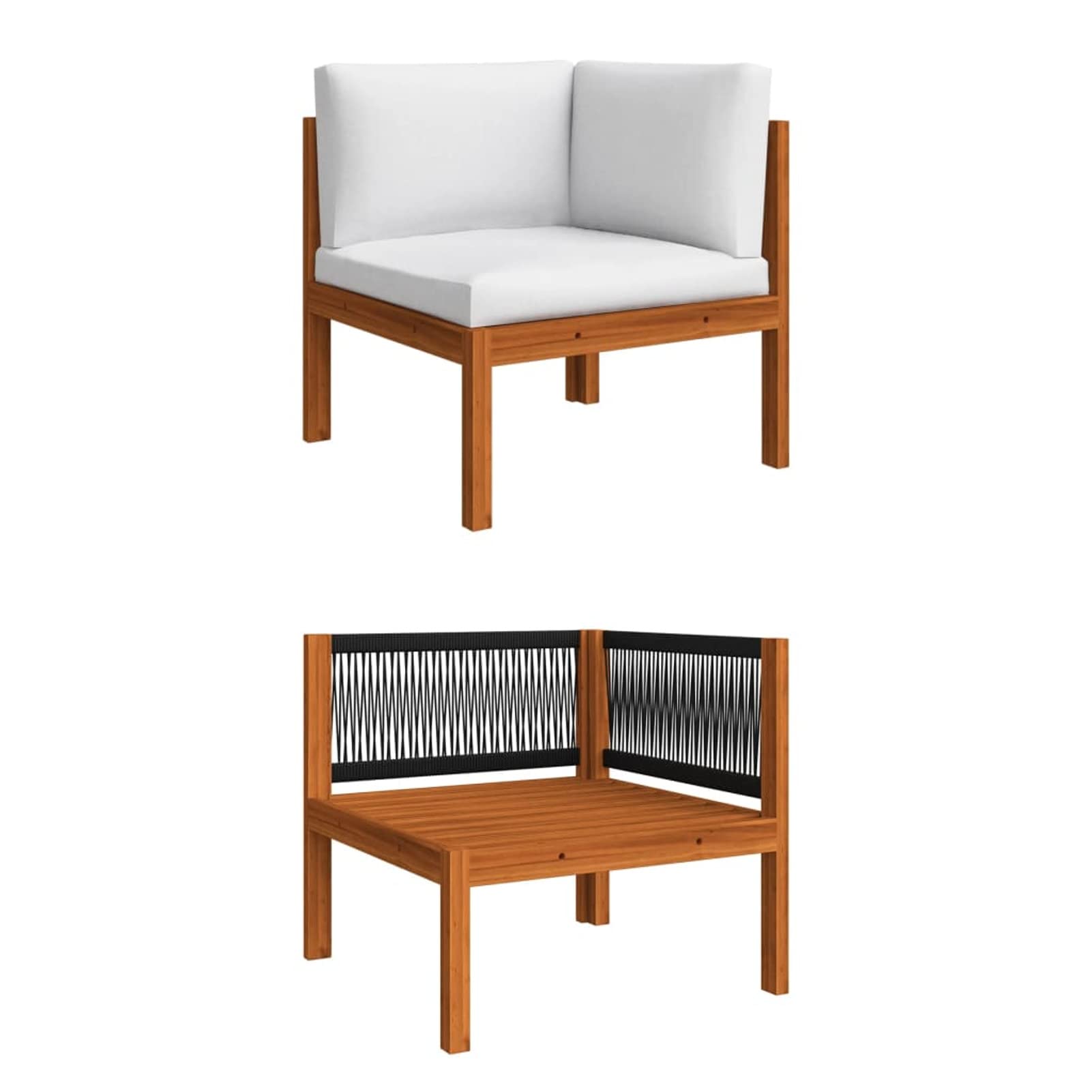 ShGaxin Sofa narożna do ogrodu z poduszkami, zewnętrznymi sofami ogrodowymi, sofami tarasowymi, meblami ogrodowymi, sofami i fotelami ogrodowymi, akacjowymi z litego drewna