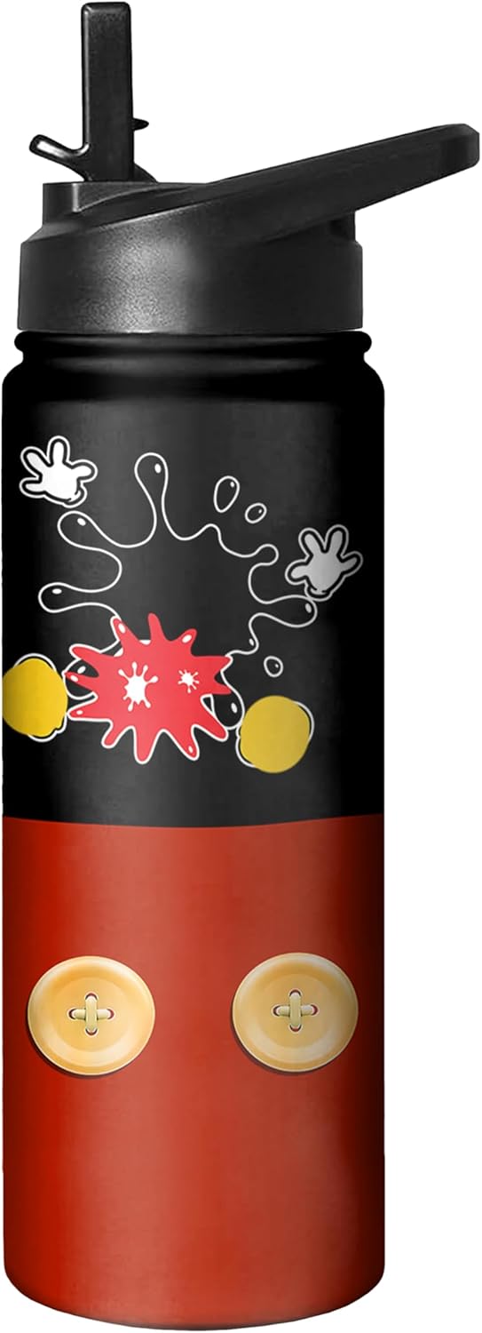 18 Oz Cartoon Mouse Water Bottle with Straw & Lid, Insulated Stainless Steel Cup Keep Drinks Cold & Hot, Leak Proof Double Wall Water Bottle Gifts for Kids Boys Girls for School, Travel, Sports