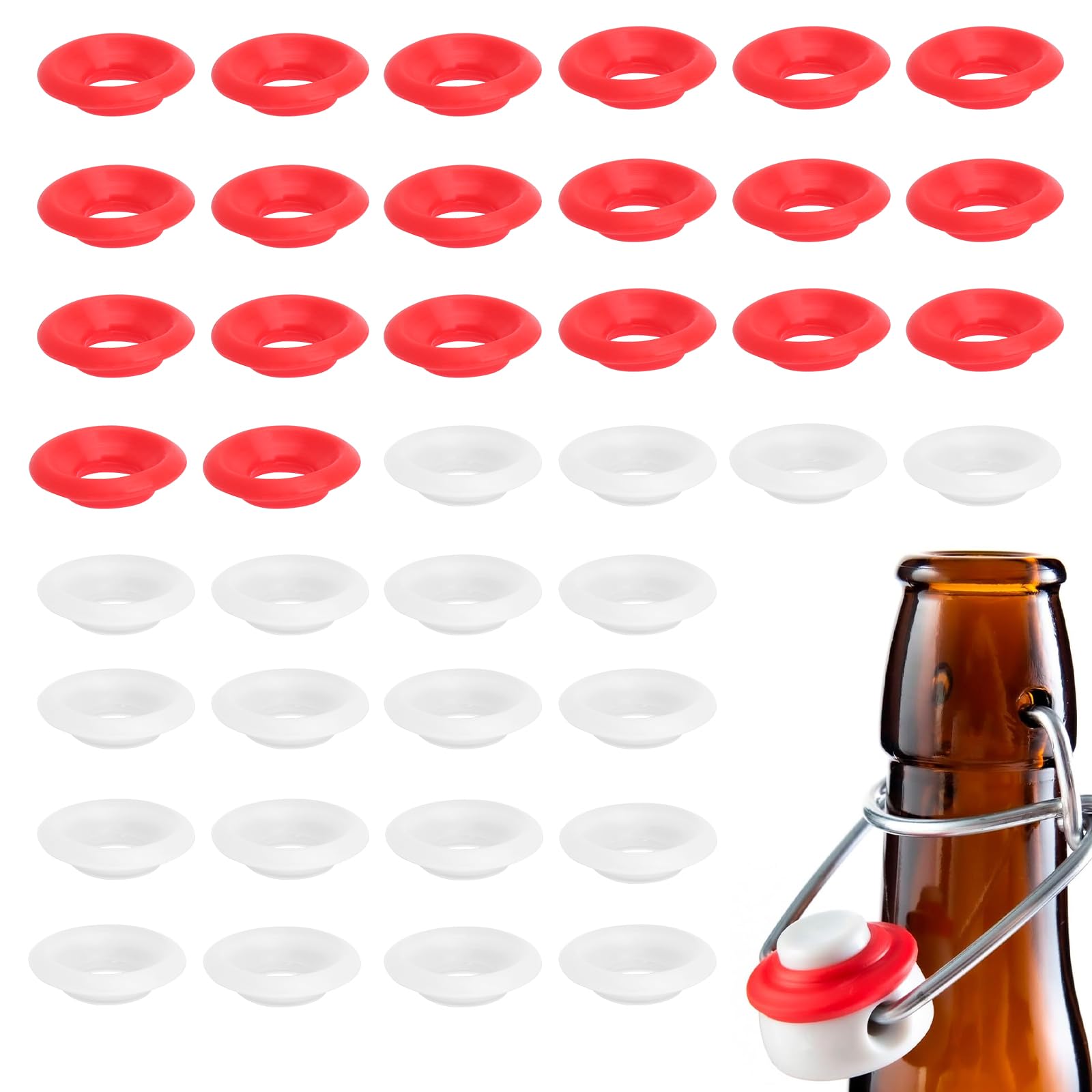 40 Piezas Juntas de Silicona para Botellas Anillos de Sellado para Botellas Vidrio Reutilizables Junta Alimentaria para Botella Cerveza Casera Flip Top Cierre Palanca sin Fugas Accesorios Swing Top