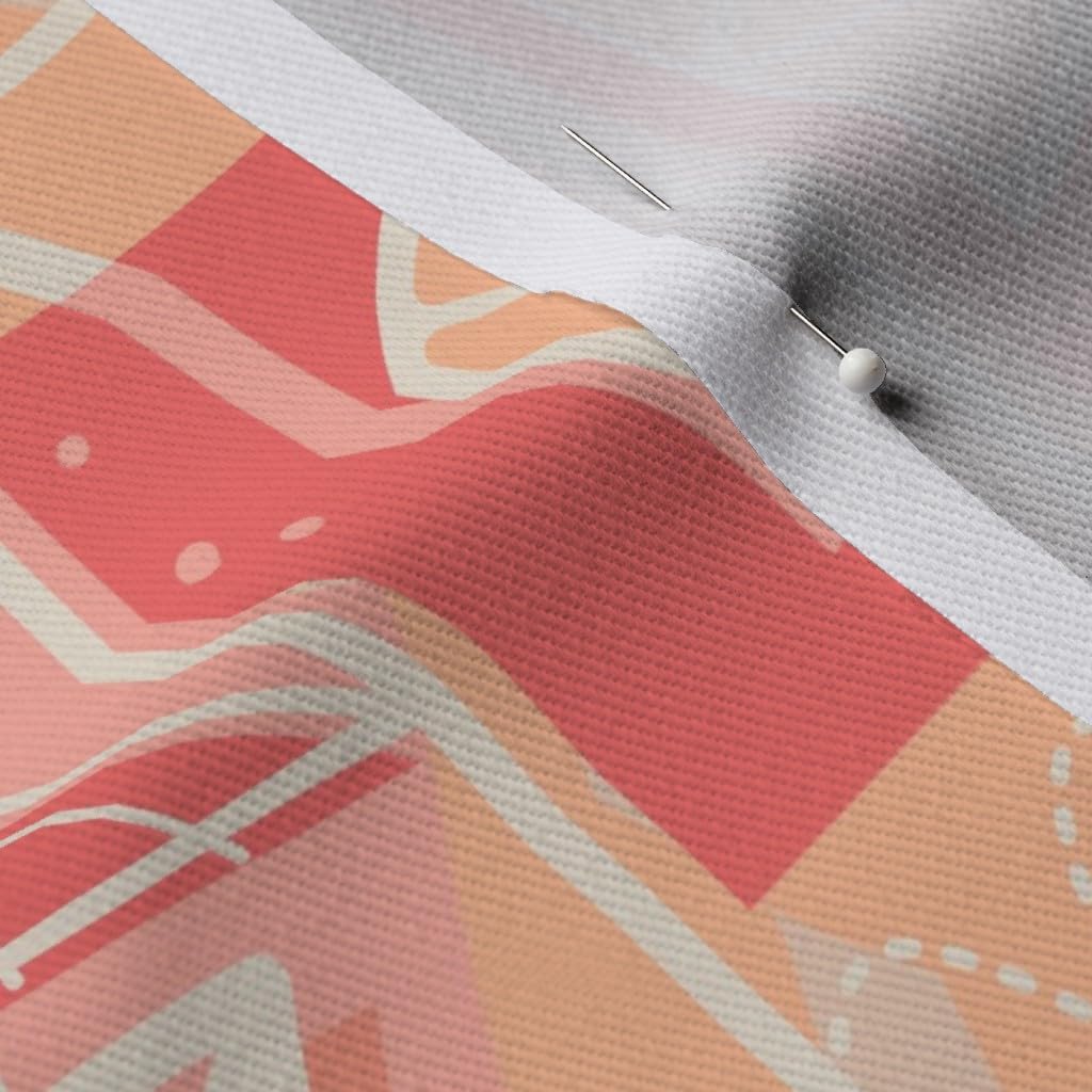 Spoonflower Fabric - Mid Century Retro Cocktails Peach 2024 Color of The Year Martini 1950S Printed on Denim Fabric Fat Quarter - Bottomweight Apparel Home Decor Upholstery