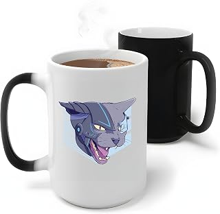 Cybercat Cyborg Cat Gift for Cat Lovers Angry Meowing Design 11oz 15oz Color Changing Mug
