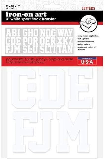 SEI Paper Sport Letter Transfers 3-inch, White