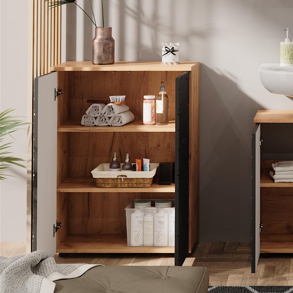 Vicco Mobile midi Irma, Antracite con struttura a nido d'ape, 60 x 81 cm, per la conservazione in bagno e abbinabile alla serie Irma
