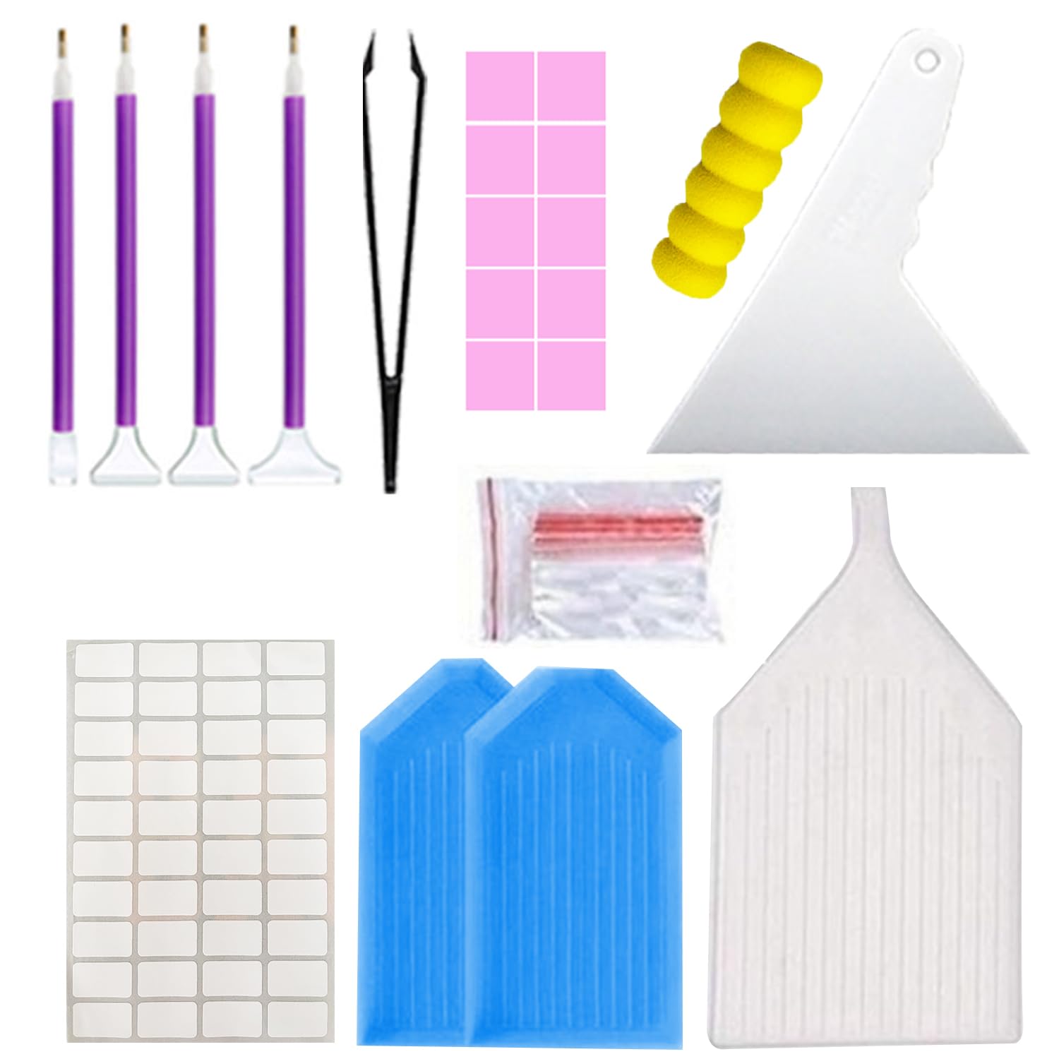 54PCS Diamond art Accessories Tools Kits Multiple Sizes Diamond Painting Trays Pens for Adults to Make Diamond Art Craft Tweezers Glue Label Zip-Lock Bag Diamond Correction Storage (ZISB-LANSP-54PCS)