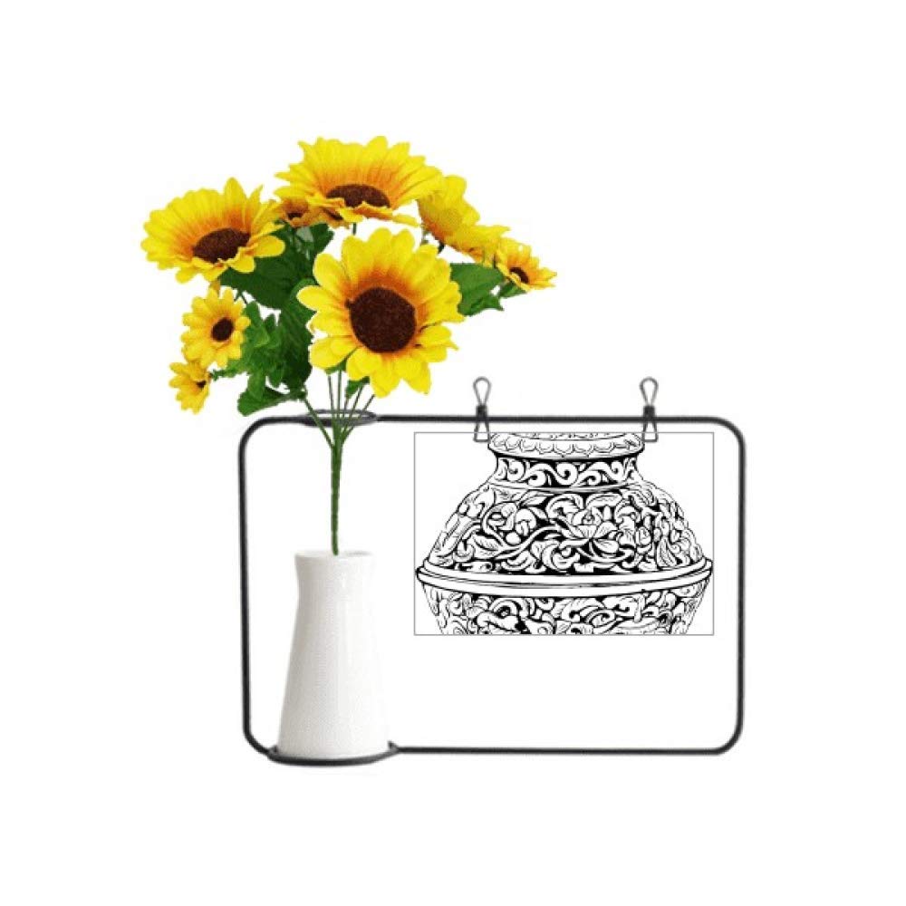 Vase tournesol artificiel Dynasty Qing avec carte de vœux pour décoration asiatique