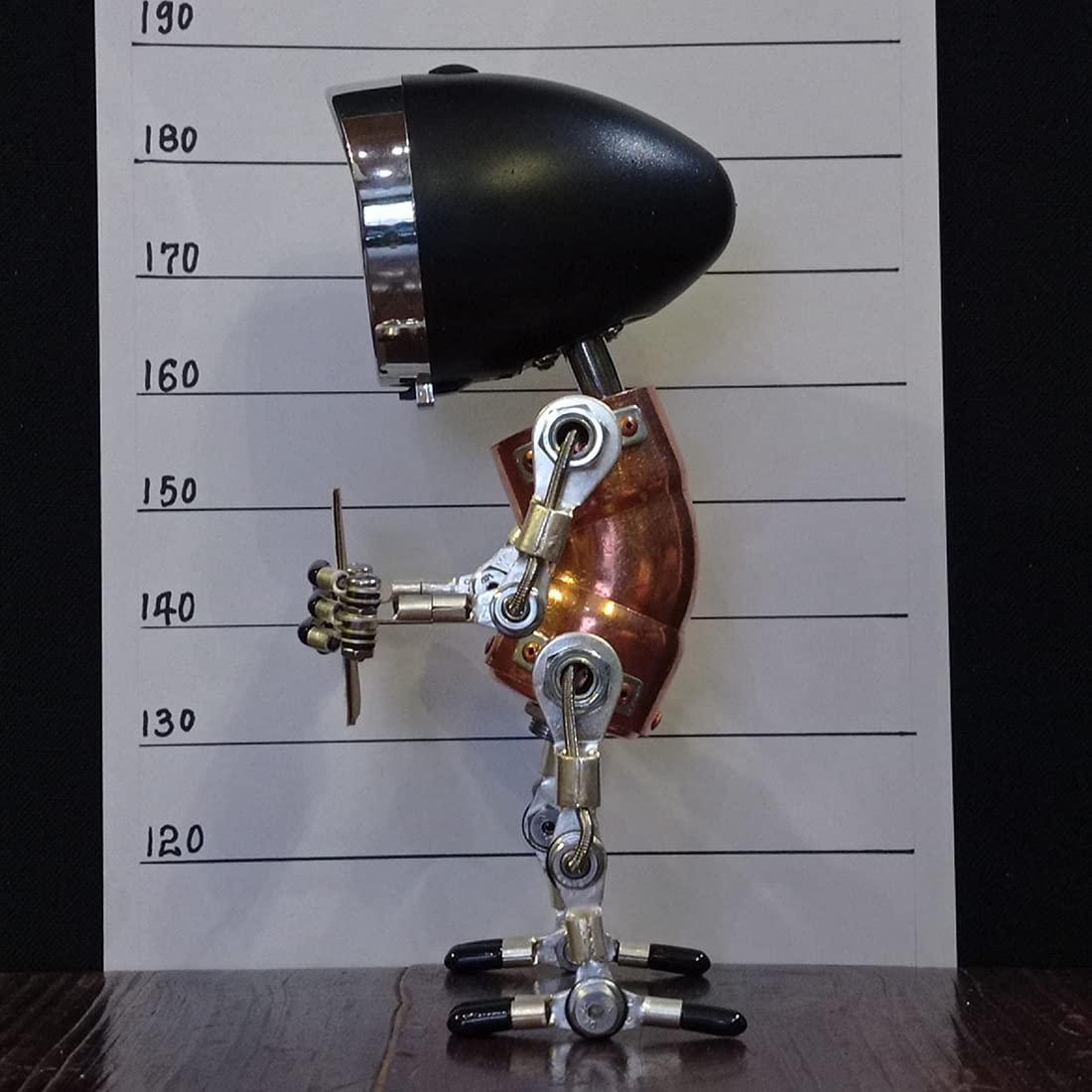 3D metalowy model lampy do montażu robota dla dorosłych, DIY, steampunk, ręcznie wykonany, mechaniczny metalowy robot, kreatywne wyznaczanie trendów, dekoracyjne prezenty dla mężczyzn (model zasilany