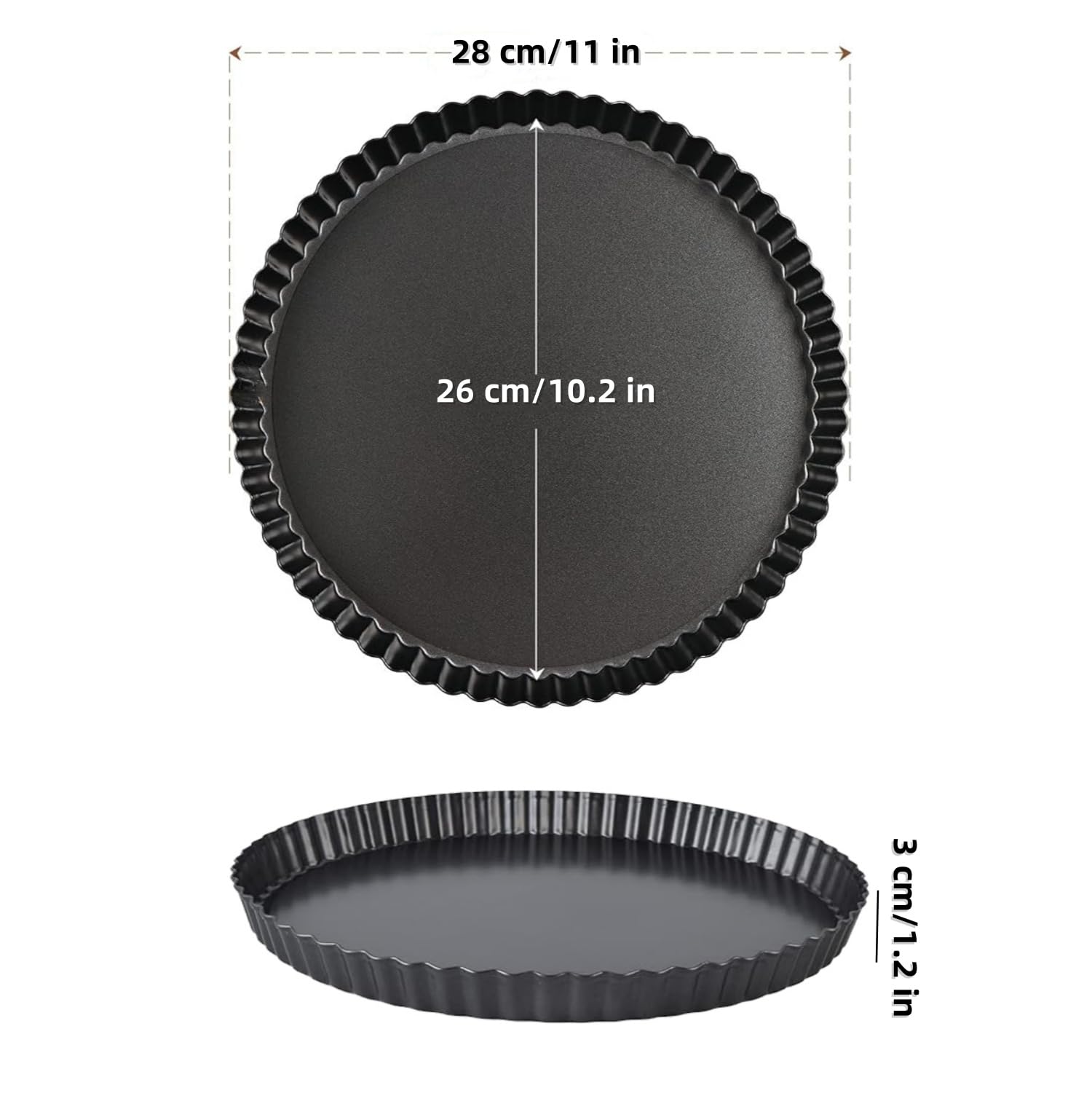 LATRAT Forma do tarty, 28 cm, patelnia Quiche, z dnem, dobra powłoka zapobiegająca przywieraniu, wyciągany spód