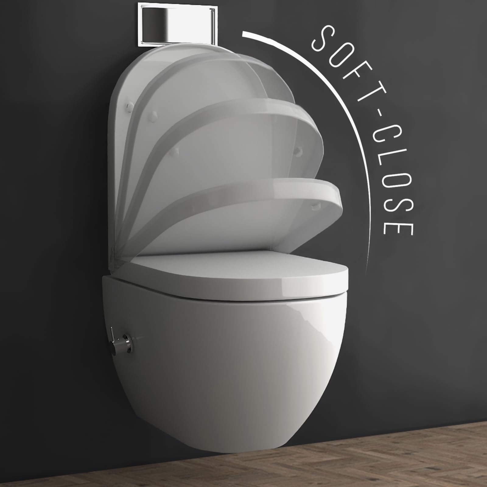 Alpenberger WC Spülrandlos | Toilette mit Bidet Funktion | Dusch WC Set | Hänge WC mit Schallschutz & Armatur | Toilettendeckel mit Absenkautomatik | Passend Geberit
