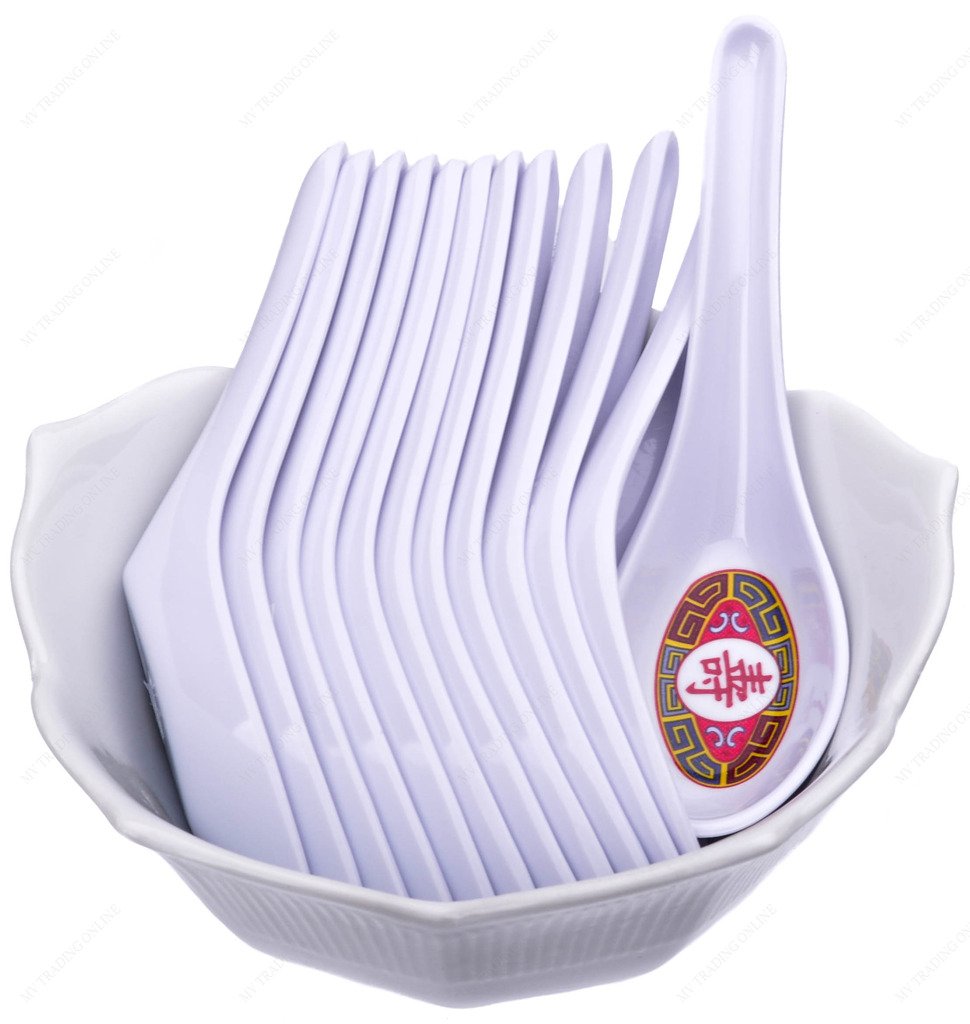 M.V. Trading M700TRV Asian Melamine Soba, Rice Spoons/Chinese Won Ton Soup Spoon, Longevity, 0.75-Ounes, 5-5/8
