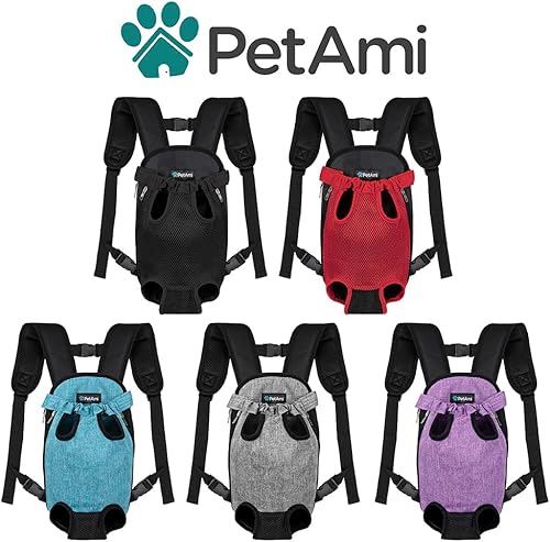 Miniatura 7 de PetAmi Mochila transportadora para perros, mochila ajustable para transportar mascotas y gatos, transportadora ventilada para el pecho del perro