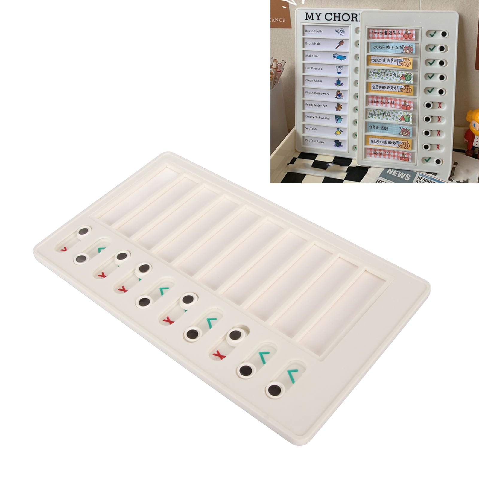 10-teiliges Aufgabendiagramm für Kinder, Checklistentafel, Planungstafeln, verschiebbares Routinediagramm, leere Checkliste für die Routineplanung zu Hause, 20,1 x 11,9 cm