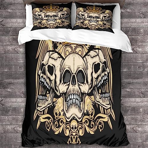 Housse de couette 3D motif tête de mort lit double gothique - 4