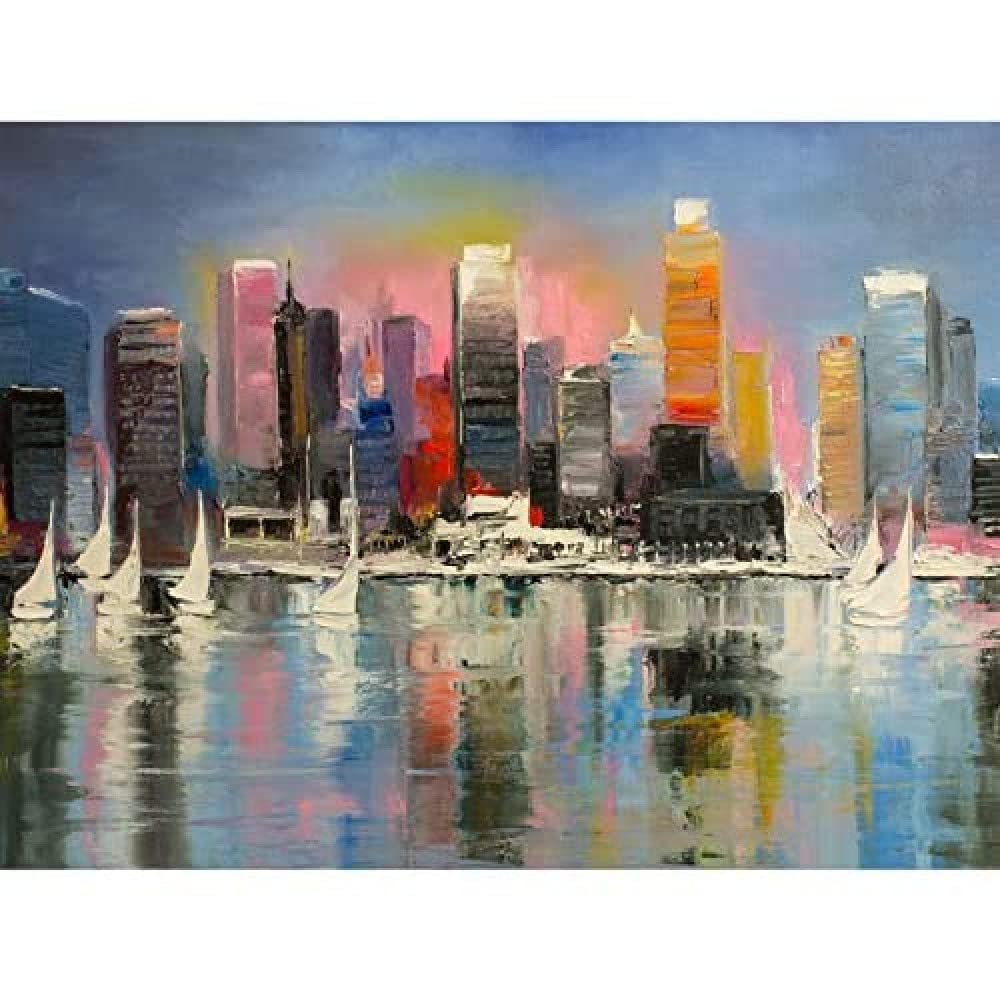 Wee Blue Coo City Harbour Urban Painting Unframed Art Print Poster Wall Decor 12x16 inch