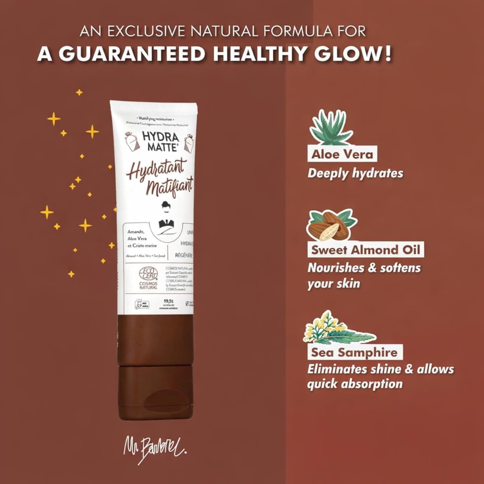 Monsieur BARBIER Zestaw Pielęgnacyjny dla Mężczyzn 3 Produkty | Nawilża, oczyszcza i matuje. Mydło Rhassoul, żel złuszczający, krem Hydra Matte. Naturalny, wegański, francuski. Prezent.