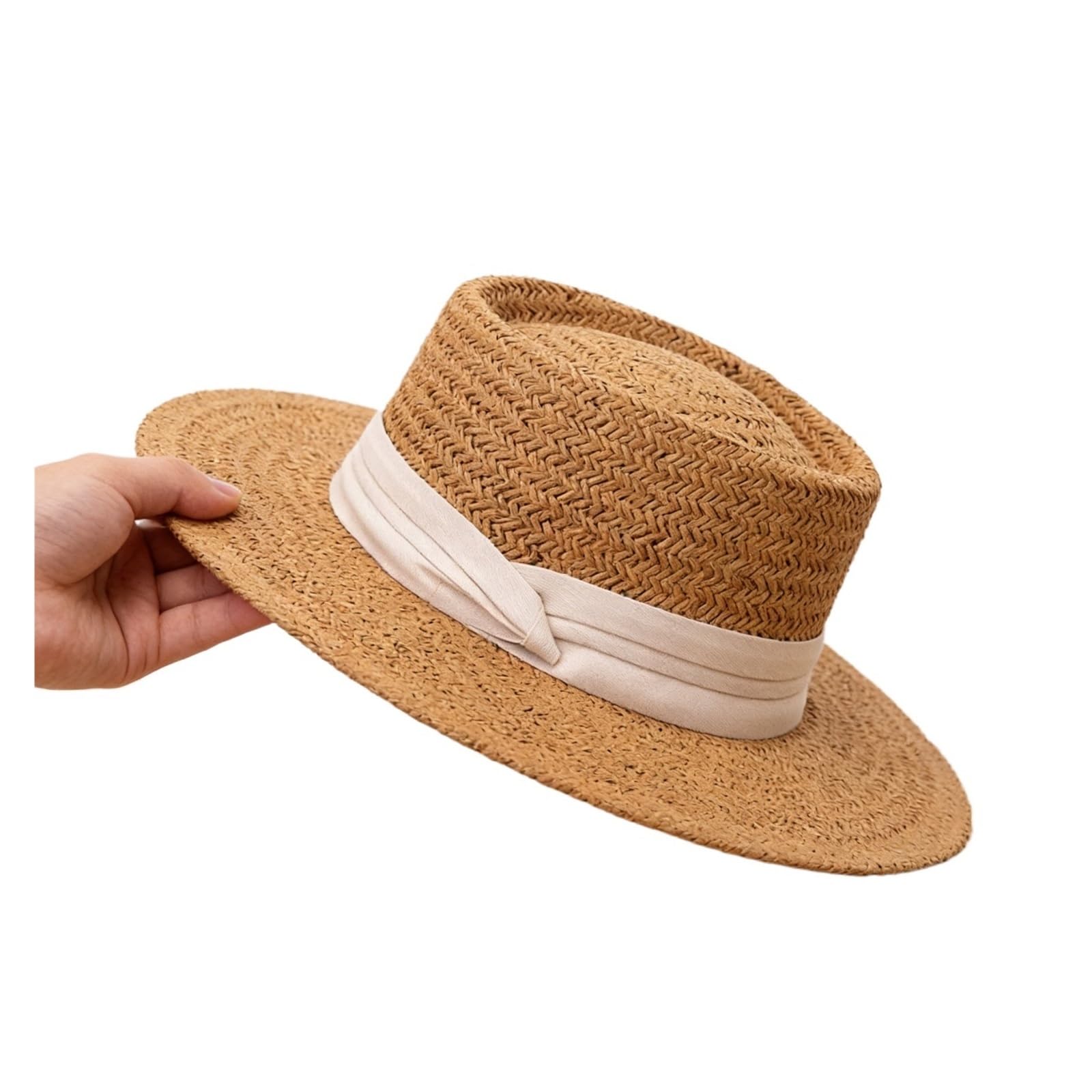 Sombrero de paja para mujer, ala ancha, protección para playa, verano, visera de moda