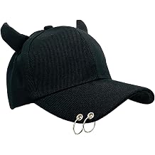 Adult Teens Street Hip Hop Devil Horns Baseball Cap with Double Ring Visor Fashion Punk Peaked Cap Sun Protection Hat