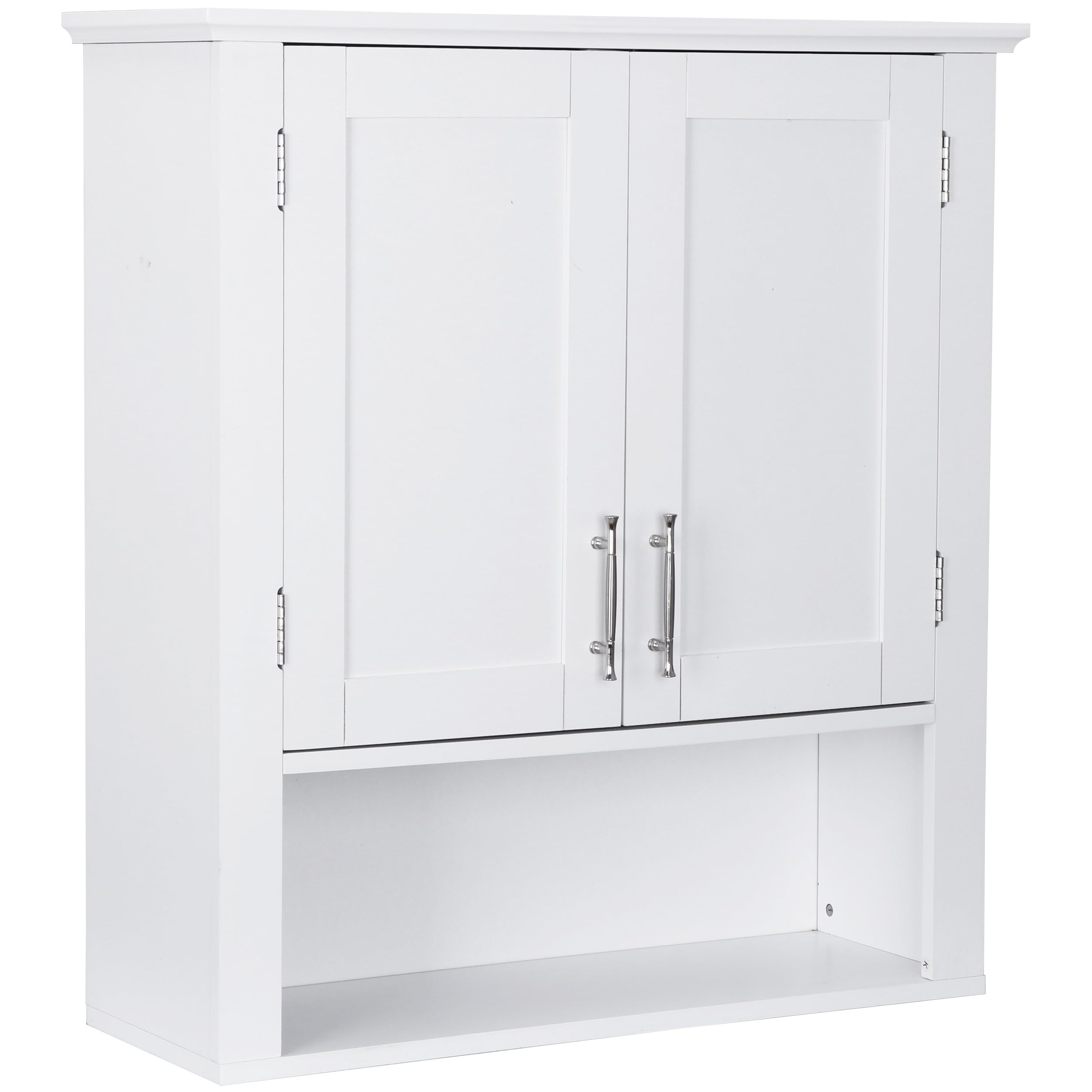 JupiterForce Bathroom Wall Cabinet Over The Toilet with 2 Doors and 3 Adjustable Shelves, Wall Mounted Bathroom Storage Medicine Cabinet for Bathroom, Living Room, Kitchen, White