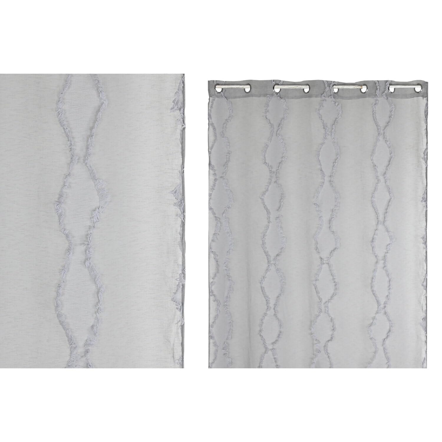 Rideau polyester 140x260 gris clair au drapé lourd et finitions soignées