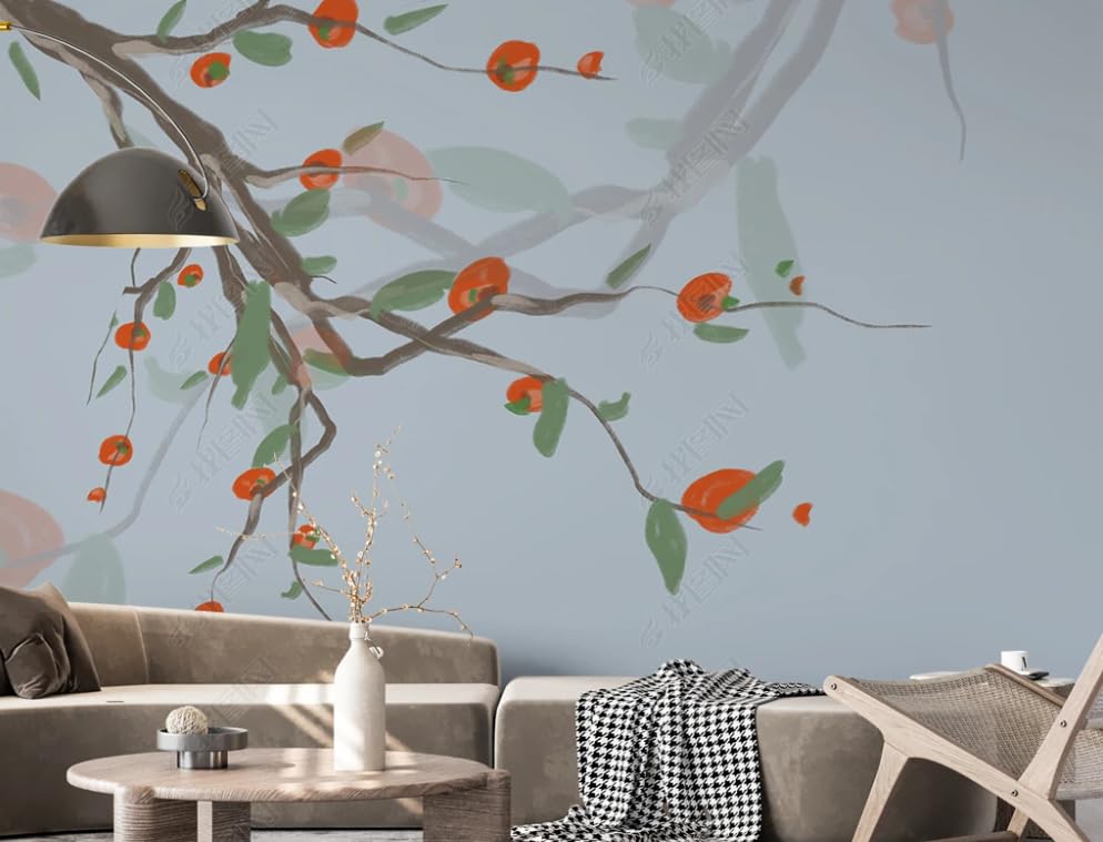 Papier peint fleurs et oiseaux pour salon et chambre décor grand format