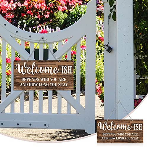 Hotop Funny Christmas Welcome Front Door Sign Welcome-ish Hanging Sign 12 x 6 Inch, Rustic Wall Farmhouse Door Decor for Home Porch Entryway Decor(White Words with Brown Base) - Cosy Home Interiors Hotop Funny Christmas Welcome Front Door Sign Welcome-ish Hanging Sign 12 x 6 Inch, Rustic Wall Farmhouse Door Decor for Home Porch Entryway Decor(White Words with Brown Base) - Image 7