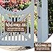 Hotop Funny Christmas Welcome Front Door Sign Welcome-ish Hanging Sign 12 x 6 Inch, Rustic Wall Farmhouse Door Decor for Home Porch Entryway Decor(White Words with Brown Base)