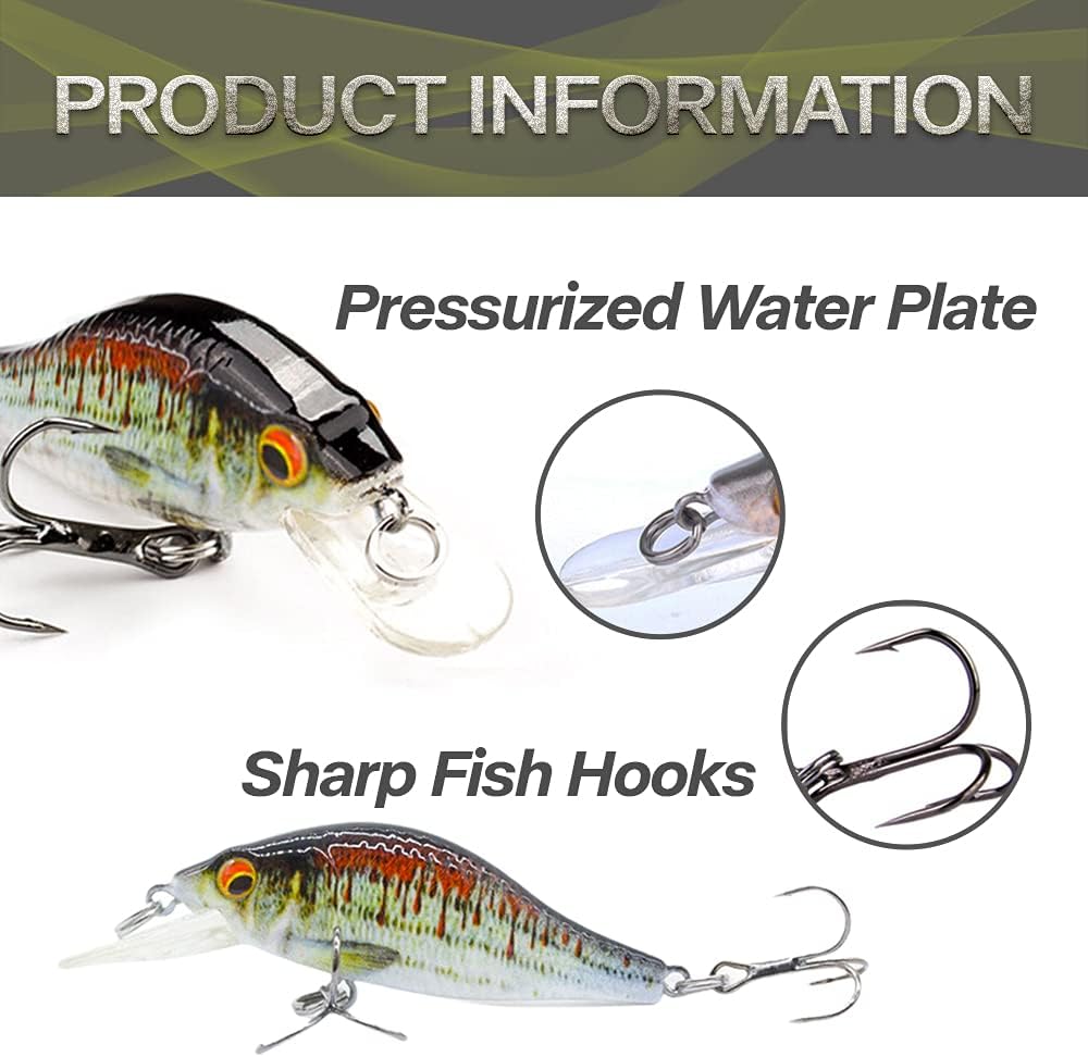 GZBomei 3PCS Crank baits Fishing Lures Set 6.5CM Lifelike Bass Hard Lures Diving Wobblers Artificial Bait Topwater Lures for Freshwater and Saltwater : Sports & Outdoors