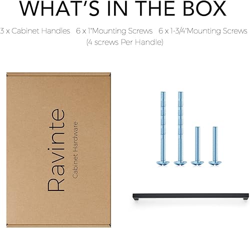 Vista 75 de Ravinte Paquete de 20 manijas cuadradas de gabinete de cocina de 18 pulgadas, color negro mate, tiradores de cajón negros, manijas de gabinete