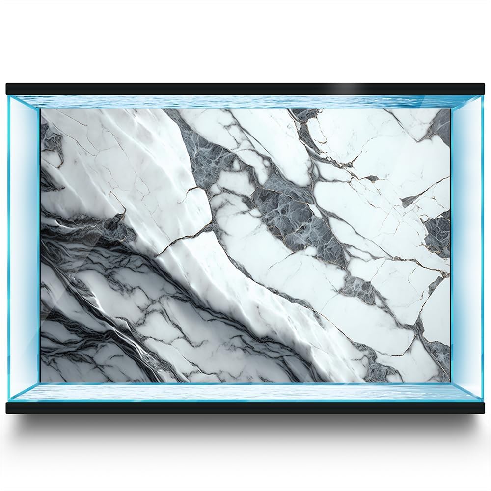 Aquarium Background Stickers - Marble Veining Self-Adhesive Fish Tank Reptile Terrarium Decor Poster (120 x 60 cm / (47.2 x 23.6 inches))