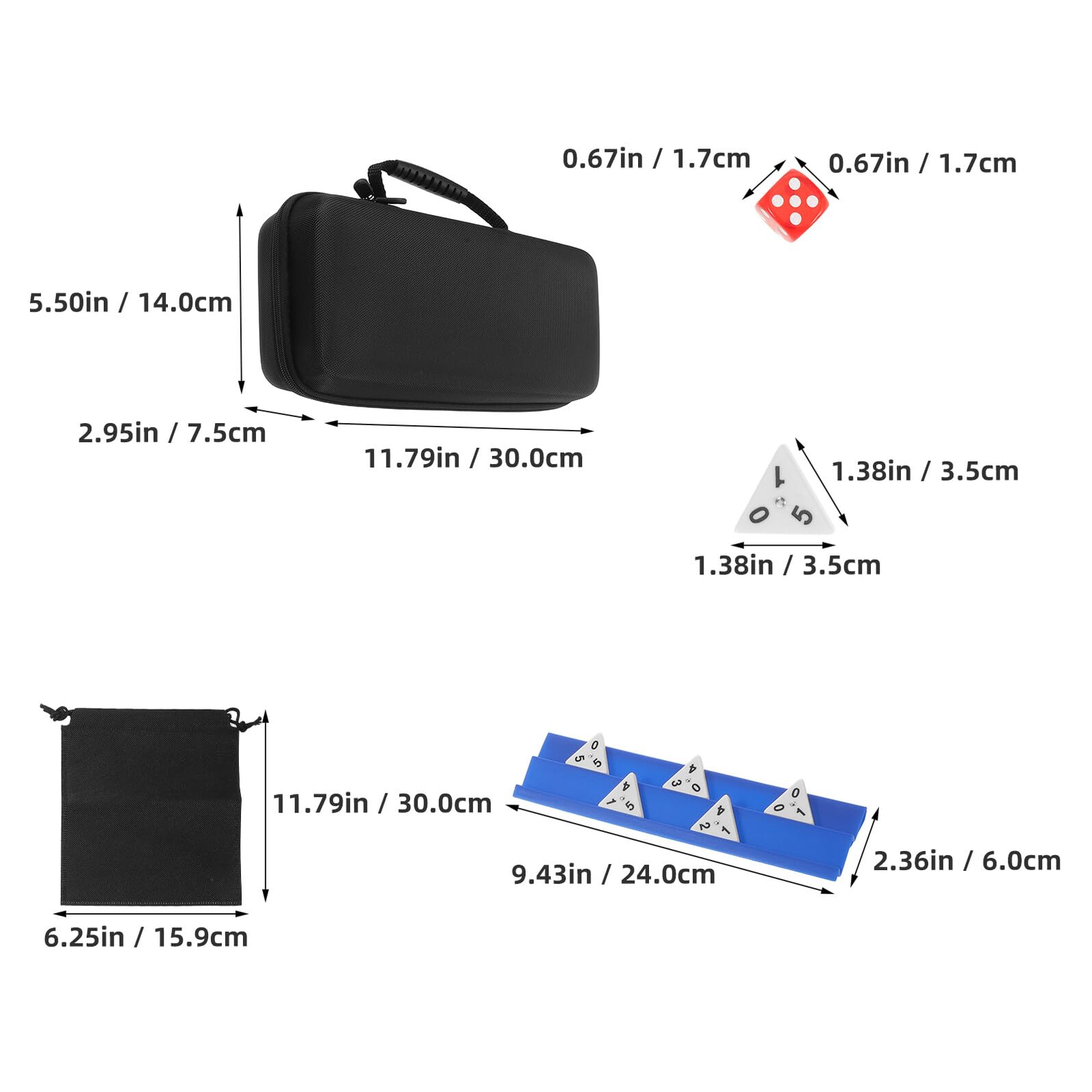 KOMBIUDA Plateau de Tuiles Triangulaire, Jeu de Stratégie en Plastique avec Étui, Paquet et Dés, Jeu de Voyage Familial 1 Set