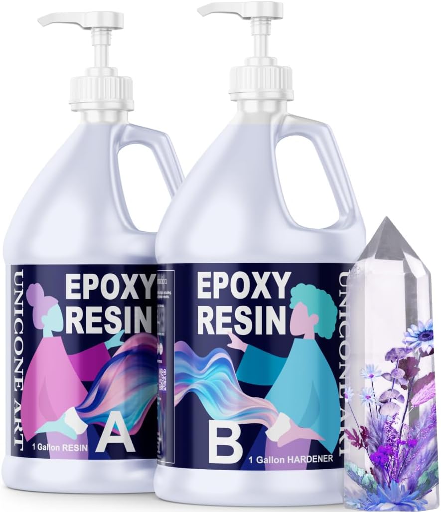 Epoxy Resin Kit 2 Gallon (1 Gal Resin + 1 Gal Hardener) Art Resin Epoxy Craft Kit Gift - Non-Toxic, Crystal Clear, Odor-Free, UV Resistant, High Gloss (2gal)