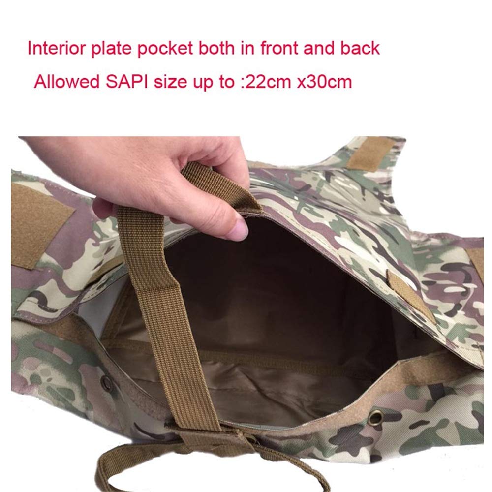 Gilet Tactique Militaire Amphibie - Porte-plaque, Camouflage, Nylon 600D - Pour Airsoft, Chasse, Outdoor - 12