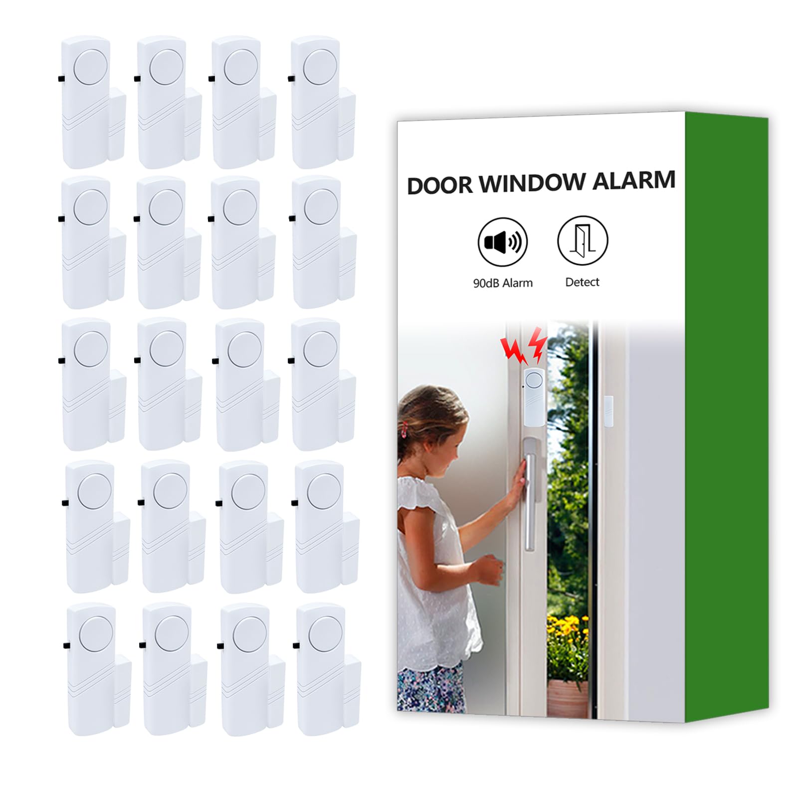 Alarma de puerta y ventana, sensor de alarma de puerta de 90 dB para seguridad de niños, seguridad del hogar, alarma antirrobo de ventana de puerta, alarmas de piscina para el hogar, apartamentos